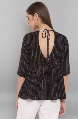 Janasya Black woven cotton tunics 4