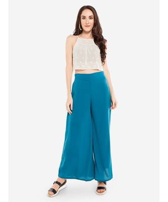 Light Blue solid Crepe Palazzo 1