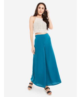 Light Blue solid Crepe Palazzo 2