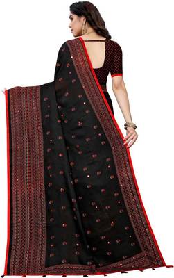 New Design linen jute silk saree with printed border and butti work 2