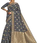 Grey woven jacquard saree with blouse