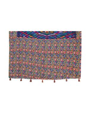 Navy blue printed jute saree with blouse 5