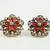 Flower shape zircon earring with studded red stones