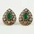 Pear shape zircon earring with studded green stones