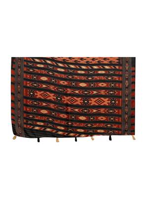 Brown printed jute saree with blouse 5