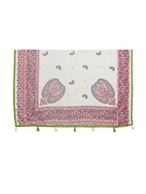 White printed jute saree with blouse 5