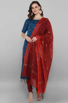 Janasya Teal printed polyester salwar 1