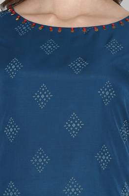 Janasya Teal printed polyester salwar 3