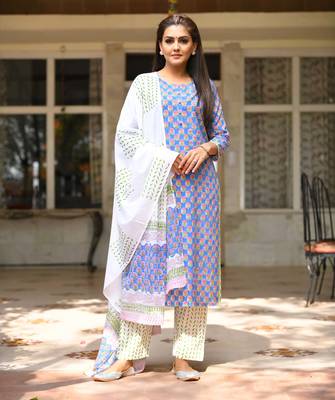 White floral print cotton salwar 1