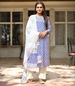 White floral print cotton salwar