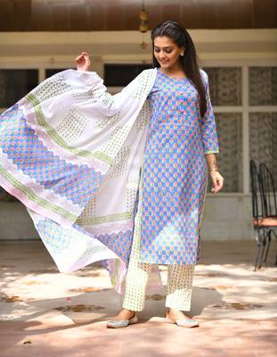 White floral print cotton salwar 2