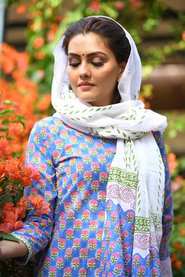 White floral print cotton salwar 3