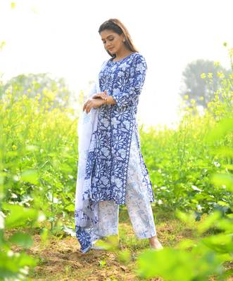 White floral print cotton salwar 2