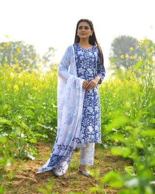 White floral print cotton salwar 4
