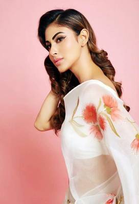 Kimisha Organza Red Floral Printed White Saree with Blouse 4