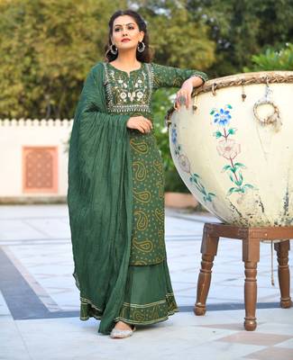 Green embroidered cotton salwar 1