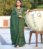 Green embroidered cotton salwar
