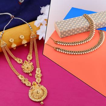 Designer Traditional Long  Necklace  Set With Anklet Jwellery  For Women Girls 1