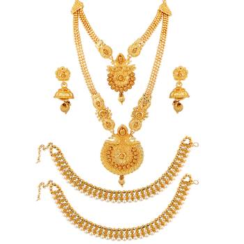 Designer Traditional Long  Necklace  Set With Anklet Jwellery  For Women Girls 5