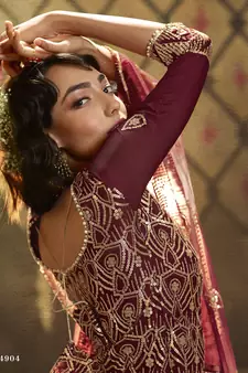 Mesmerizing Maroon sequins embroidered net Sharara Suit