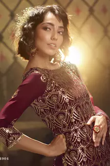 Mesmerizing Maroon sequins embroidered net Sharara Suit