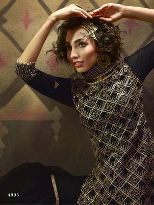 Black Sequins Embroidered Net Sharara Salwar Kameez 2