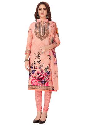 Salwar Studio Women's Light Pink & Pink Synthetic Printed Unstitch Dress Material with Dupatta 1