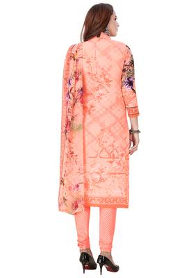 Salwar Studio Women's Light Pink & Pink Synthetic Printed Unstitch Dress Material with Dupatta 2