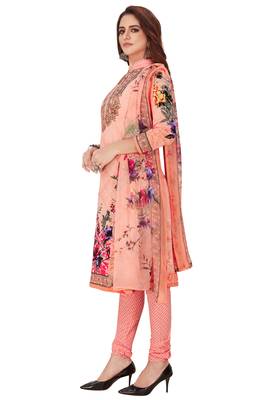 Salwar Studio Women's Light Pink & Pink Synthetic Printed Unstitch Dress Material with Dupatta 3