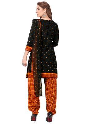 Salwar Studio Women's Black & Red Synthetic Printed Unstitch Dress Material with Dupatta 2