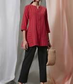 Red woven cotton tunics