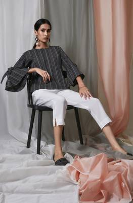 Janasya Black woven cotton tunics 2