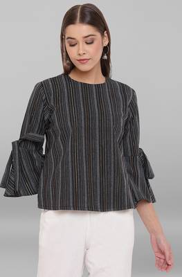 Janasya Black woven cotton tunics 3