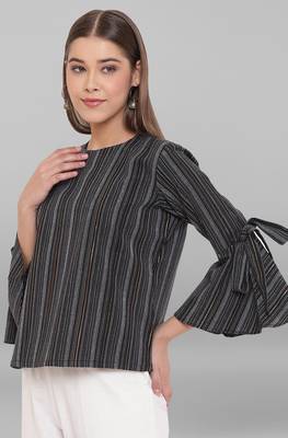 Janasya Black woven cotton tunics 1
