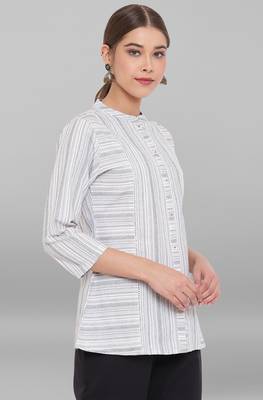 Janasya White woven cotton tunics 3