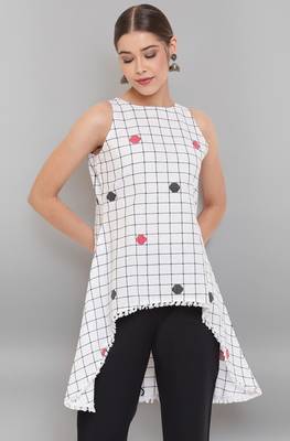 Janasya White woven cotton tunics 2