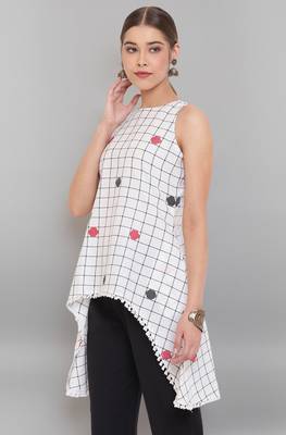 Janasya White woven cotton tunics 3