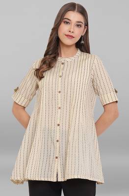 Cream printed cotton tunics 2