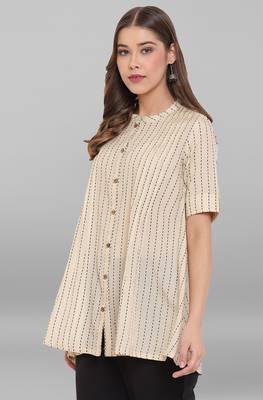 Cream printed cotton tunics 3