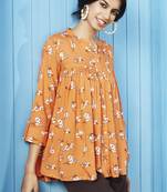 Orange printed viscose rayon tunics