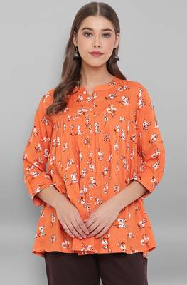 Orange printed viscose rayon tunics 2