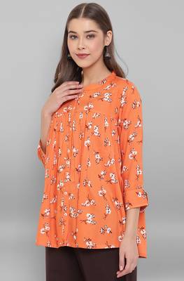 Orange printed viscose rayon tunics 3