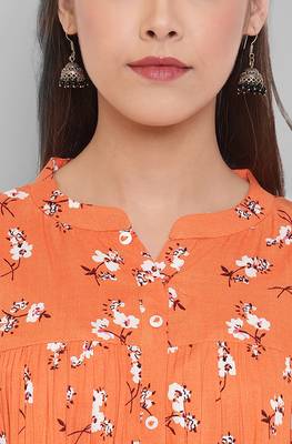 Orange printed viscose rayon tunics 5