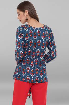 Janasya Blue printed viscose rayon tunics 4