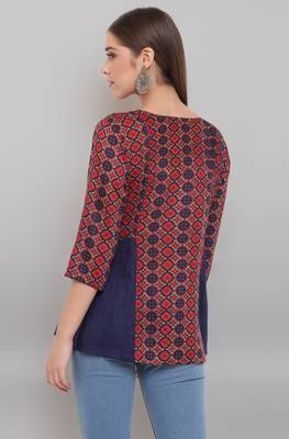 Janasya Blue printed viscose rayon tunics 4