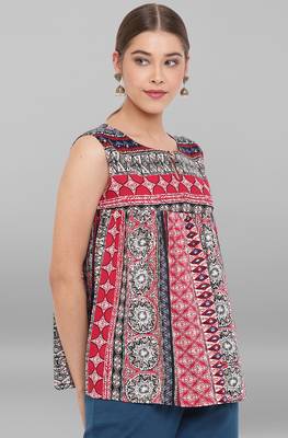 Janasya Multicolor printed viscose rayon tunics 3