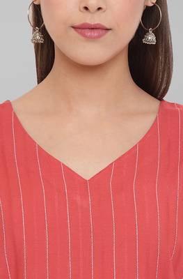 Janasya Red printed viscose rayon tunics 5