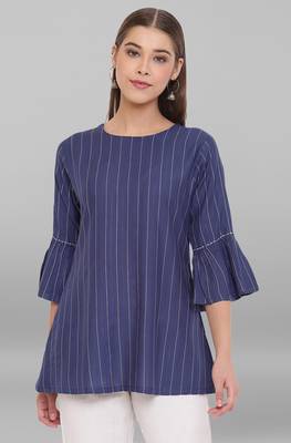 Janasya Blue woven viscose rayon tunics 2