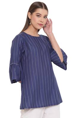Janasya Blue woven viscose rayon tunics 3