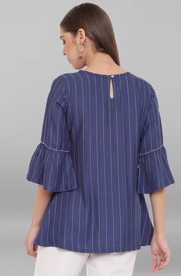 Janasya Blue woven viscose rayon tunics 4